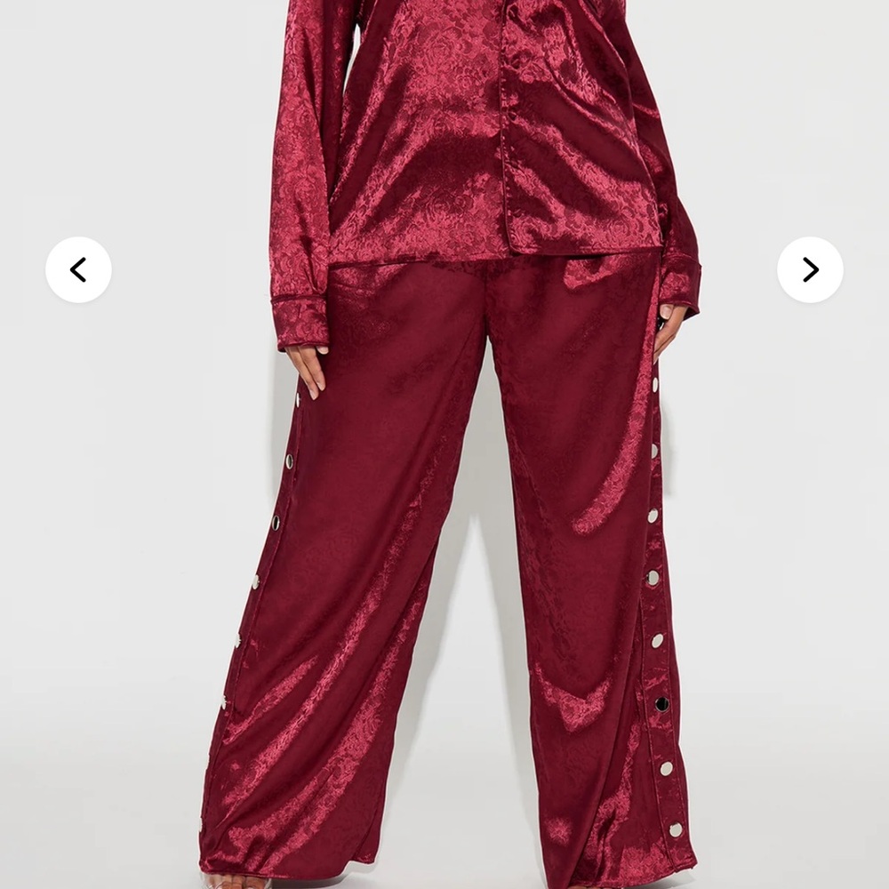 Fashion Nova Burgundy Satin Set